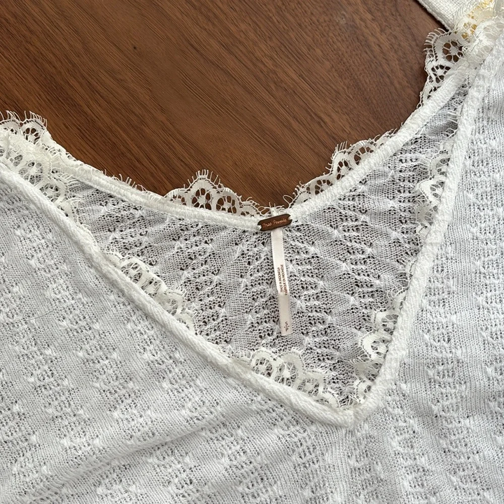 FREE PEOPLE DREAM GIRL POINTELLE LONG SLEEVE TOP